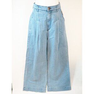 THE ODELLS Blue Light Wash Pleated High Waist Wide Leg Jeans, Size 8
